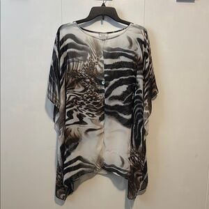 Chico's animal print sheer poncho top